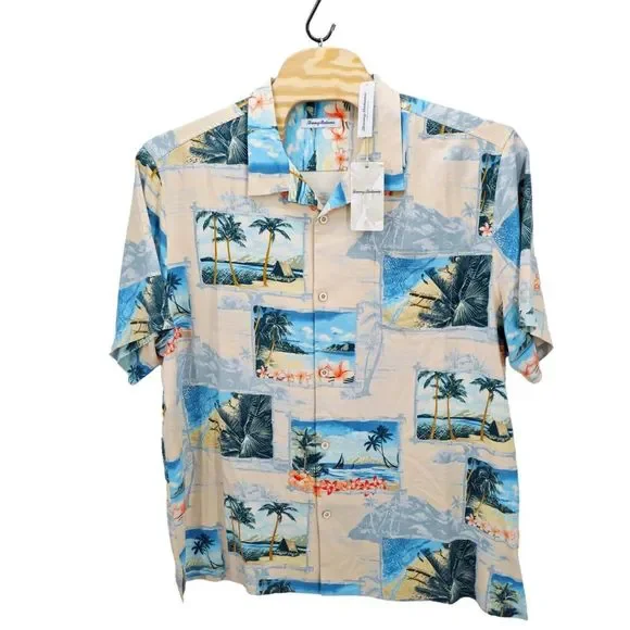NWT Tommy Bahama Shirt Hawaiian 100% Silk Vacation Cruise 3XL Wish You Were Here
